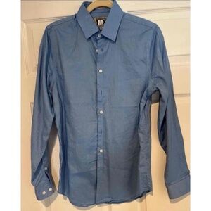 EXPRESSMEN Button Up Shirt Mens Size S Blue Fitted Long Sleeve Modern Casual